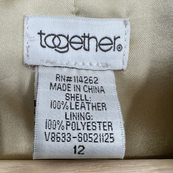 Vintage Together Suede Jacket Womens 12 Beige Tan Leather Blazer Notch Lapel - Picture 7 of 10